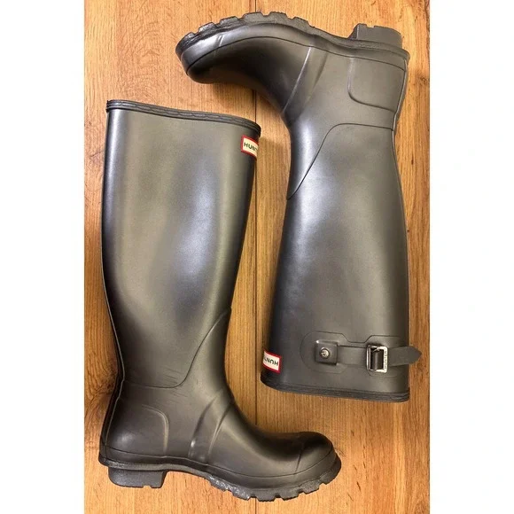 HUNTER Original Tall Nebula Waterproof Rain Boot Silver Women Size 7 Rubber - Picture 7 of 16